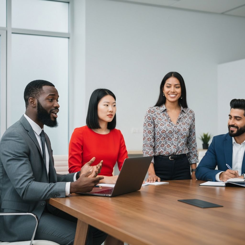 Diverse professional team in office meeting